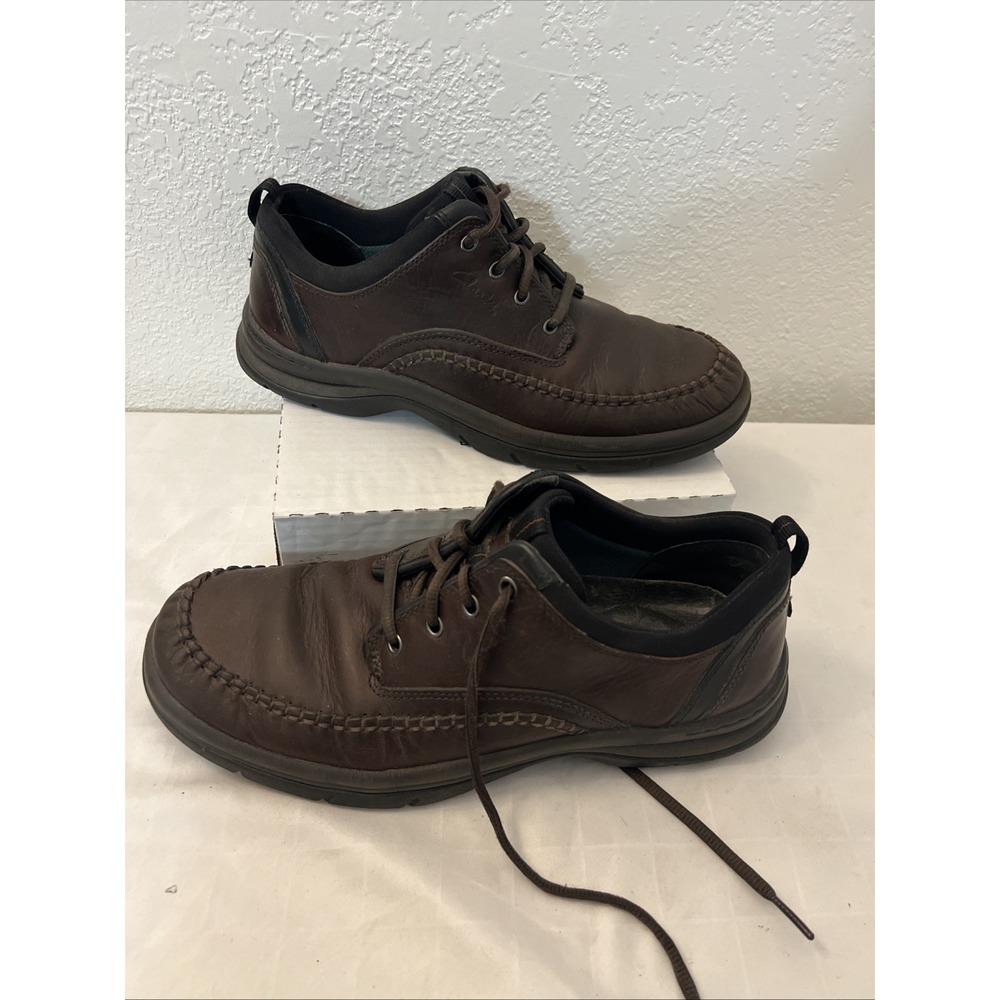Clarks Travel Trek Mens 10M Brown Leather Oxfords Casual Shoes 31936 Lace Up